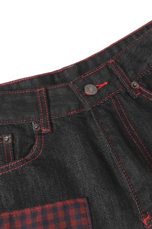 Concert Outfit Retro Patchwork Baggy Jeans