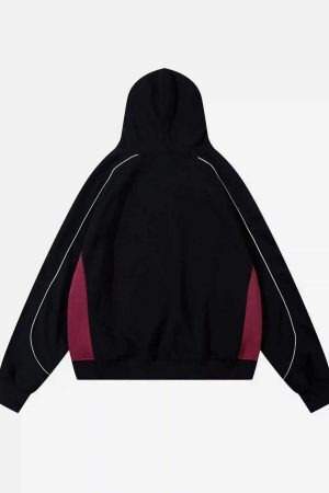 Concert Outfit Retro Patchwork Hip-Hop Hoodie