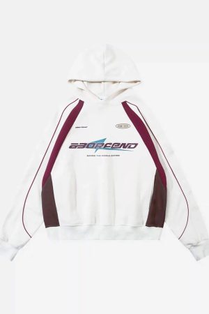 Concert Outfit Retro Patchwork Hip-Hop Hoodie