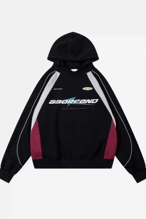 Concert Outfit Retro Patchwork Hip-Hop Hoodie