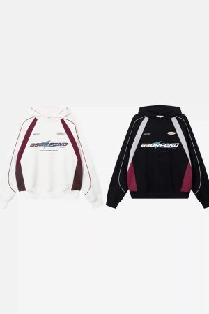 Concert Outfit Retro Patchwork Hip-Hop Hoodie