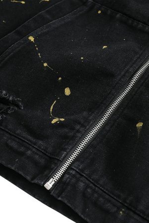 Concert Outfit Retro Patchwork Letter Denim Jacket