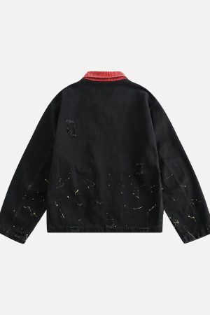 Concert Outfit Retro Patchwork Letter Denim Jacket