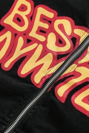 Concert Outfit Retro Patchwork Letter Denim Jacket