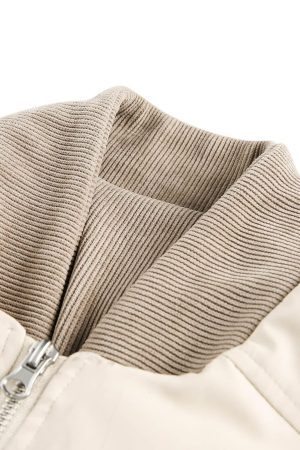 Concert Outfit Retro Patchwork Multi Pocket Puffer Bomber Jacket