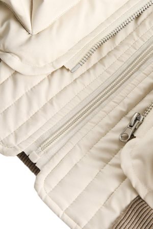 Concert Outfit Retro Patchwork Multi Pocket Puffer Bomber Jacket