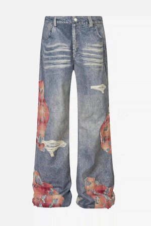 Concert Outfit Retro Patchwork Street Jeans