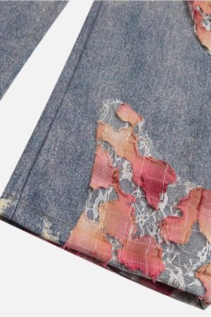 Concert Outfit Retro Patchwork Street Jeans