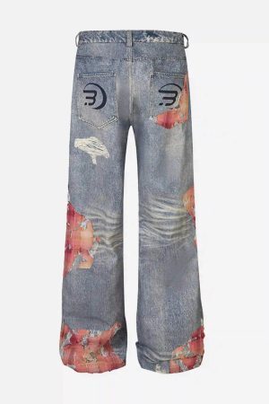 Concert Outfit Retro Patchwork Street Jeans