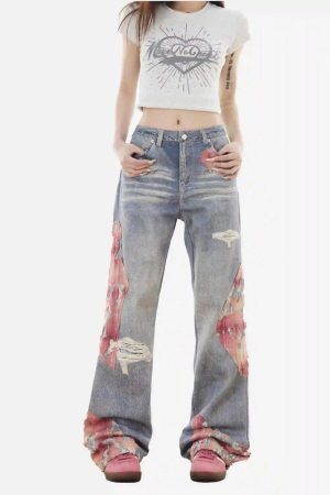 Concert Outfit Retro Patchwork Street Jeans