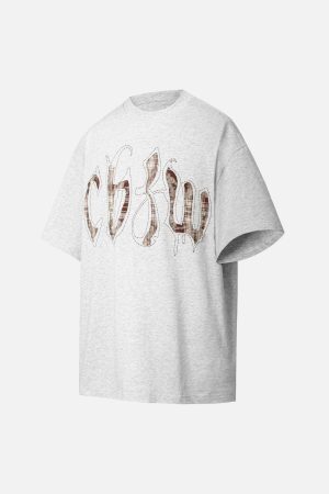 Concert Outfit Retro Plaid Letter Embroidered T-Shirt