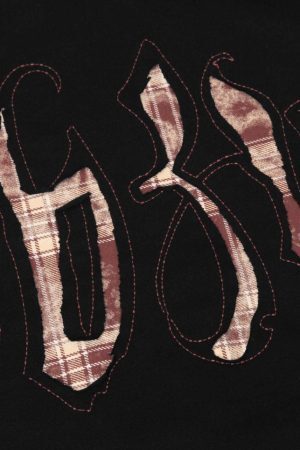 Concert Outfit Retro Plaid Letter Embroidered T-Shirt