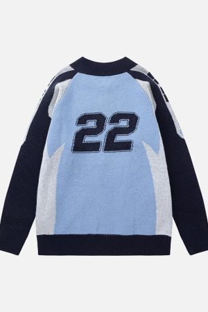 Concert Outfit Retro Racing Bomber Sweater Jacket