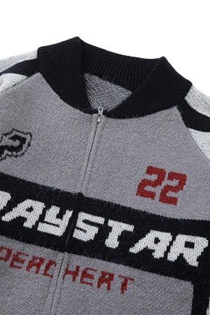 Concert Outfit Retro Racing Bomber Sweater Jacket
