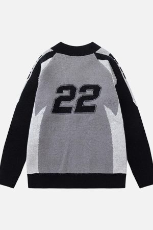 Concert Outfit Retro Racing Bomber Sweater Jacket