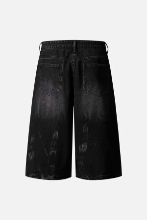 Concert Outfit Retro Ripped Contrast Plaid Denim Shorts