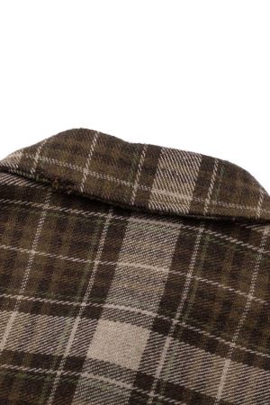 Concert Outfit Retro Ripped Patchwork Long Sleeve Plaid Shirt