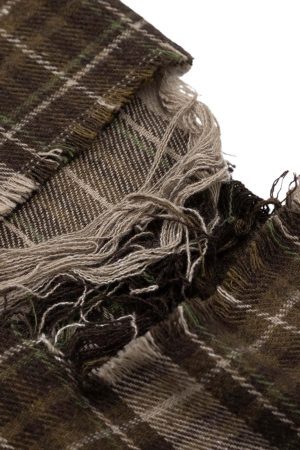 Concert Outfit Retro Ripped Patchwork Long Sleeve Plaid Shirt