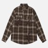 Concert Outfit Retro Ripped Patchwork Long Sleeve Plaid Shirt