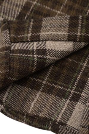 Concert Outfit Retro Ripped Patchwork Long Sleeve Plaid Shirt