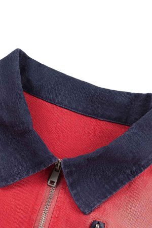 Concert Outfit Retro Ripped Washed Contrast Color Work Jacket