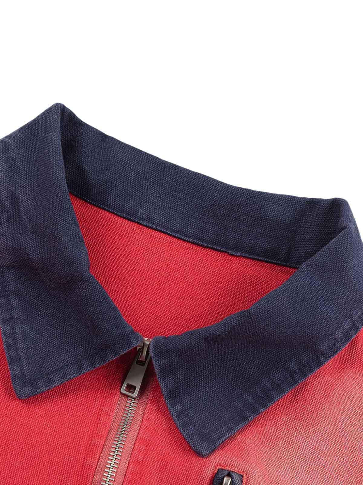 Concert Outfit Retro Ripped Washed Contrast Color Work Jacket Concert Outfit Retro Ripped Washed Contrast Color Work Jacket