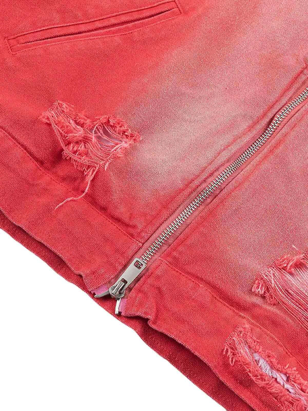 Concert Outfit Retro Ripped Washed Contrast Color Work Jacket Concert Outfit Retro Ripped Washed Contrast Color Work Jacket