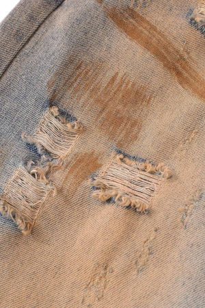 Concert Outfit Retro Ripped Washed Patina Street Hip-Hop Jeans