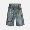 Concert Outfit Retro Scissors Print Cropped Denim Shorts
