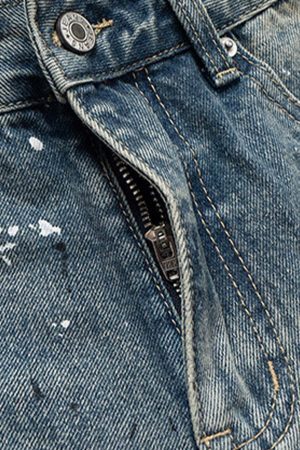 Concert Outfit Retro Scissors Print Cropped Denim Shorts