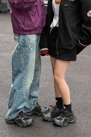 Concert Outfit Retro Stapler Chunky Sneakers