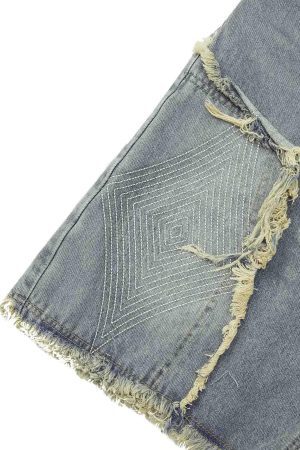 Concert Outfit Retro Stitching Diamonds Embroidery Shorts