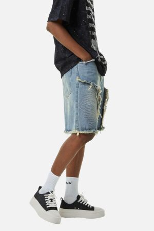 Concert Outfit Retro Stitching Diamonds Embroidery Shorts