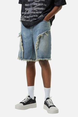 Concert Outfit Retro Stitching Diamonds Embroidery Shorts