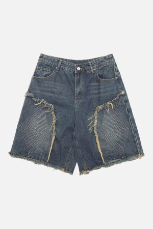 Concert Outfit Retro Stitching Diamonds Embroidery Shorts