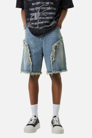 Concert Outfit Retro Stitching Diamonds Embroidery Shorts