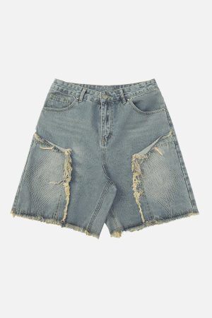 Concert Outfit Retro Stitching Diamonds Embroidery Shorts