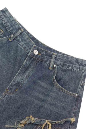 Concert Outfit Retro Stitching Diamonds Embroidery Shorts