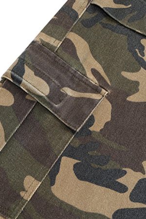 Concert Outfit Retro Stitching Faux Two-Piece Camouflage Jeans