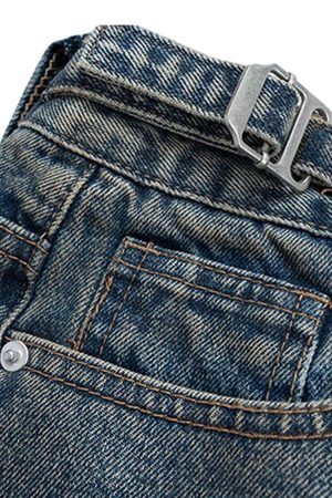 Concert Outfit Retro Stitching Faux Two-Piece Camouflage Jeans