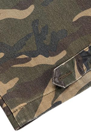 Concert Outfit Retro Stitching Faux Two-Piece Camouflage Jeans