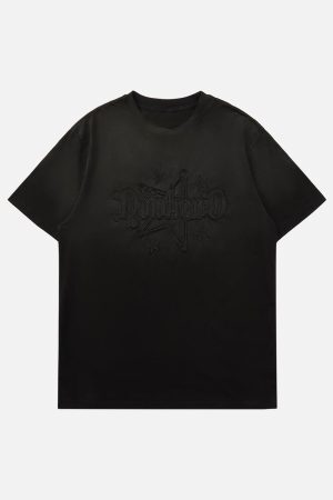 Concert Outfit Retro Street Gradient Star Embroidery Rap T-Shirt