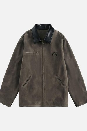 Concert Outfit Retro Suede Detroit Motorcycle Jacket