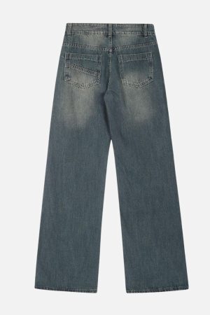 Concert Outfit Retro Sun Faded Patchwork Jeans