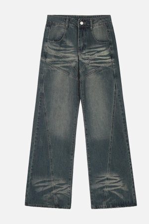 Concert Outfit Retro Sun Faded Patchwork Jeans
