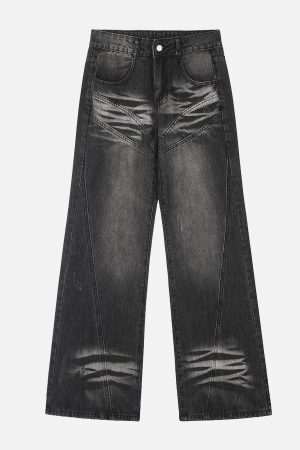 Concert Outfit Retro Sun Faded Patchwork Jeans