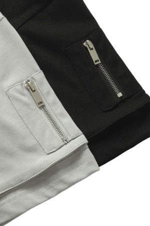 Concert Outfit Retro Washed Deconstruction Functional Pocket T-Shirt