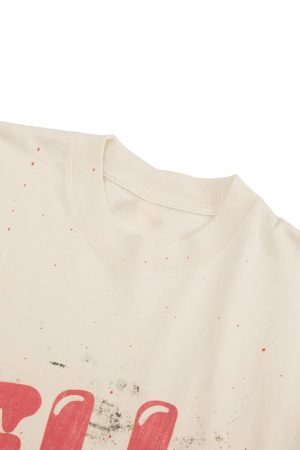 Concert Outfit Retro Washed Dissolved Heart T-Shirt