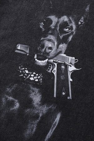 Concert Outfit Retro Washed Distressed Doberman Pinscher T-Shirt