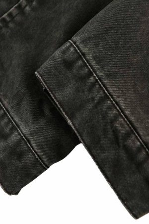 Concert Outfit Retro Washed Distressed Multi-Pocket Work Jacket